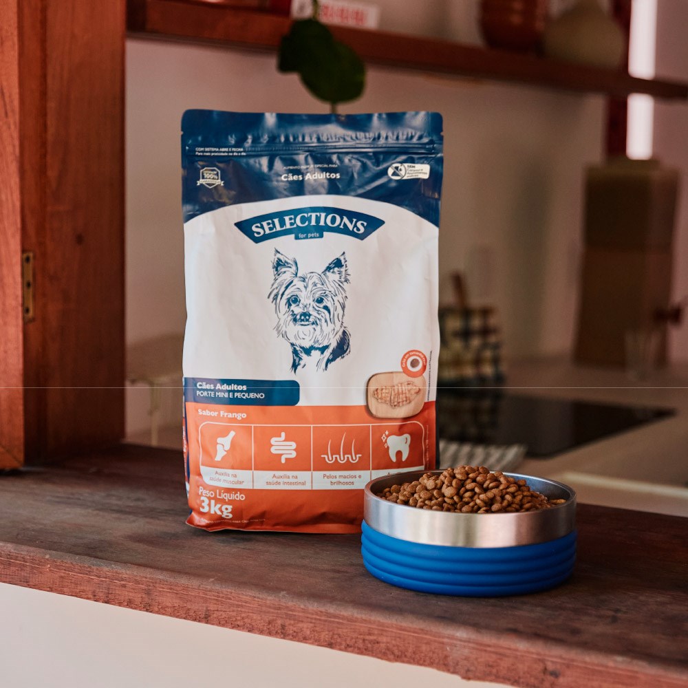 Ração Selections For Pet para Cães Adultos Mini e Pequenos sabor Frango