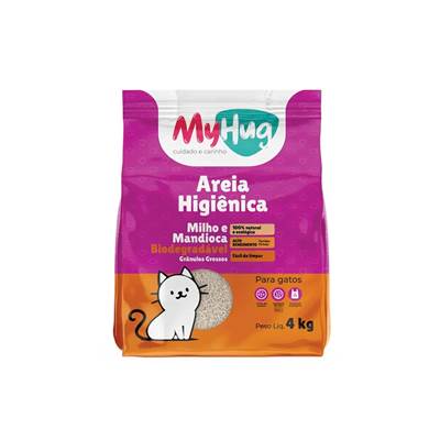 Areia Higiênica Biodegradável de Milho e Mandioca Grãos Grossos MyHug 10kg