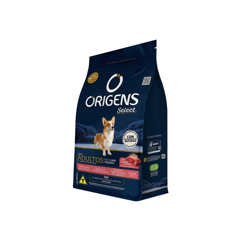 Ração Origens para Cães Adultos de Porte Mini e Pequeno sabor Carne e Cereais