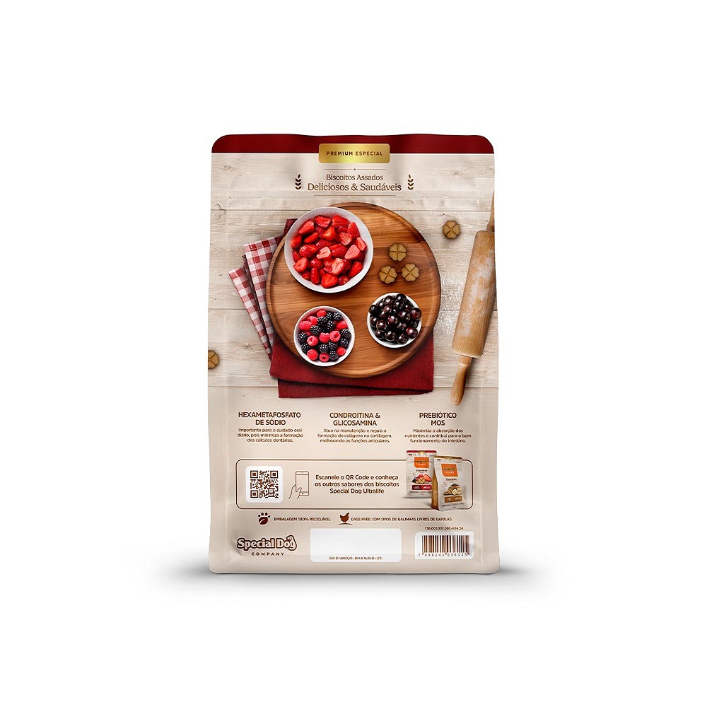 Biscoito Special Dog Ultralife para Cães Filhotes Sabor Frutas Vermelhas 