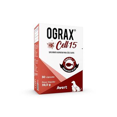 Ograx Cell 15 Suplemento Nutricional para Cães e Gatos 30 cápsulas
