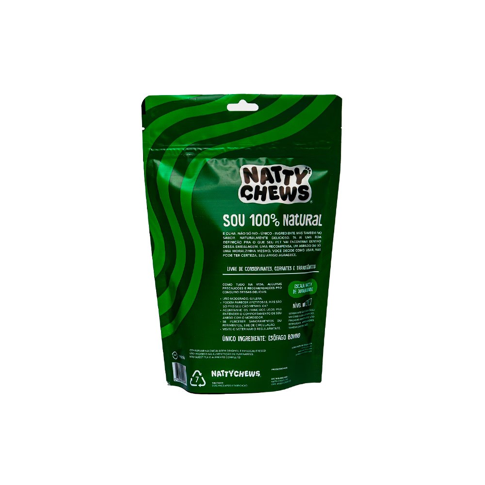 Osso Natty Chews Esôfago Bovino Natural para Cães - 5 Unidades