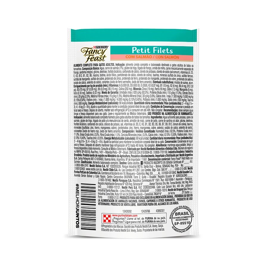 Ração Fancy Feast Sachê para Gatos Adultos sabor Petit Filet Salmão 