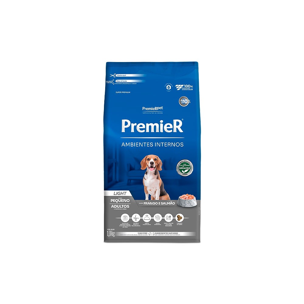 Ração Premier Ambientes Internos para Cães Adultos Light