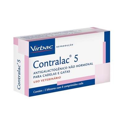 Antigalactogênico Virbac Contralac 5 para Cães e Gatos 16 comprimidos