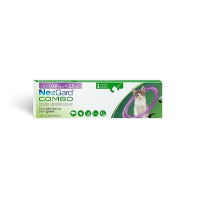 Antipulgas Nexgard Combo para Gatos - de 0,8kg até 2,5kg 3 Pipetas