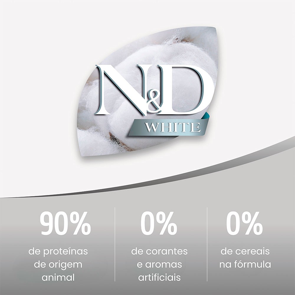 N&D White para Cães Adultos de Raças Médias e Grandes Sabor Merluza, Spirulina e Erva Doce