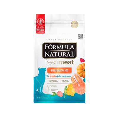 Ração Fórmula Natural Fresh Meat para Gatos Adultos Castrados sabor Salmão 10,1kg