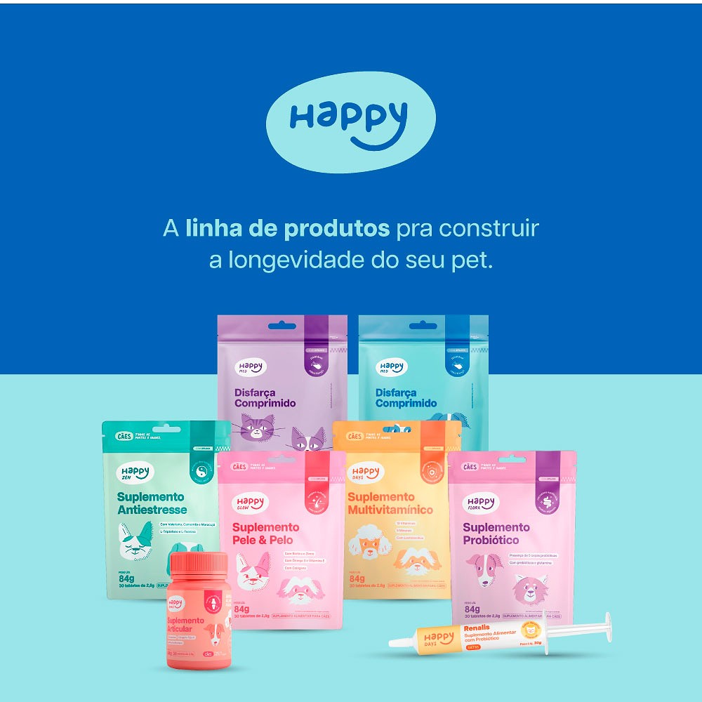 Suplemento Vitamínico com Probiótico Happy Flora para Cães