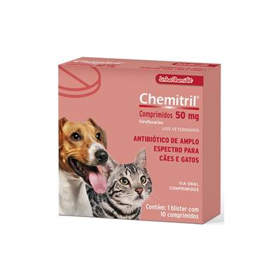 Medicamento Chemitril para Cães e Gatos - 10 Comprimidos 50mg