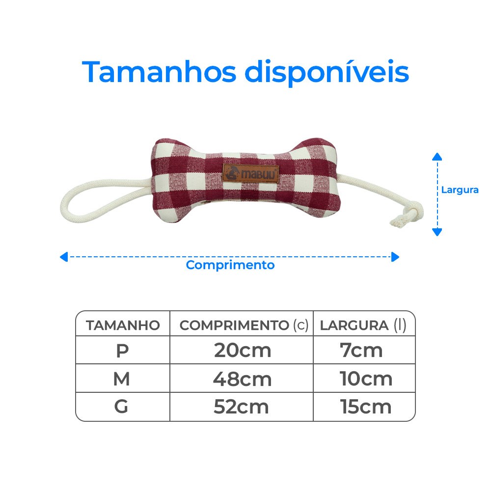 Brinquedo Mabuu Osso com Corda Xadrez