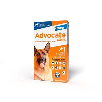 Antipulgas e Endectocida Advocate 4,0ml para Cães entre 25kg e 40kg 1 pipeta
