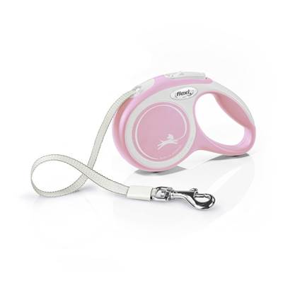 Guia Fita Flexi Bogdahn New Comfort Rose e Branco para Cães