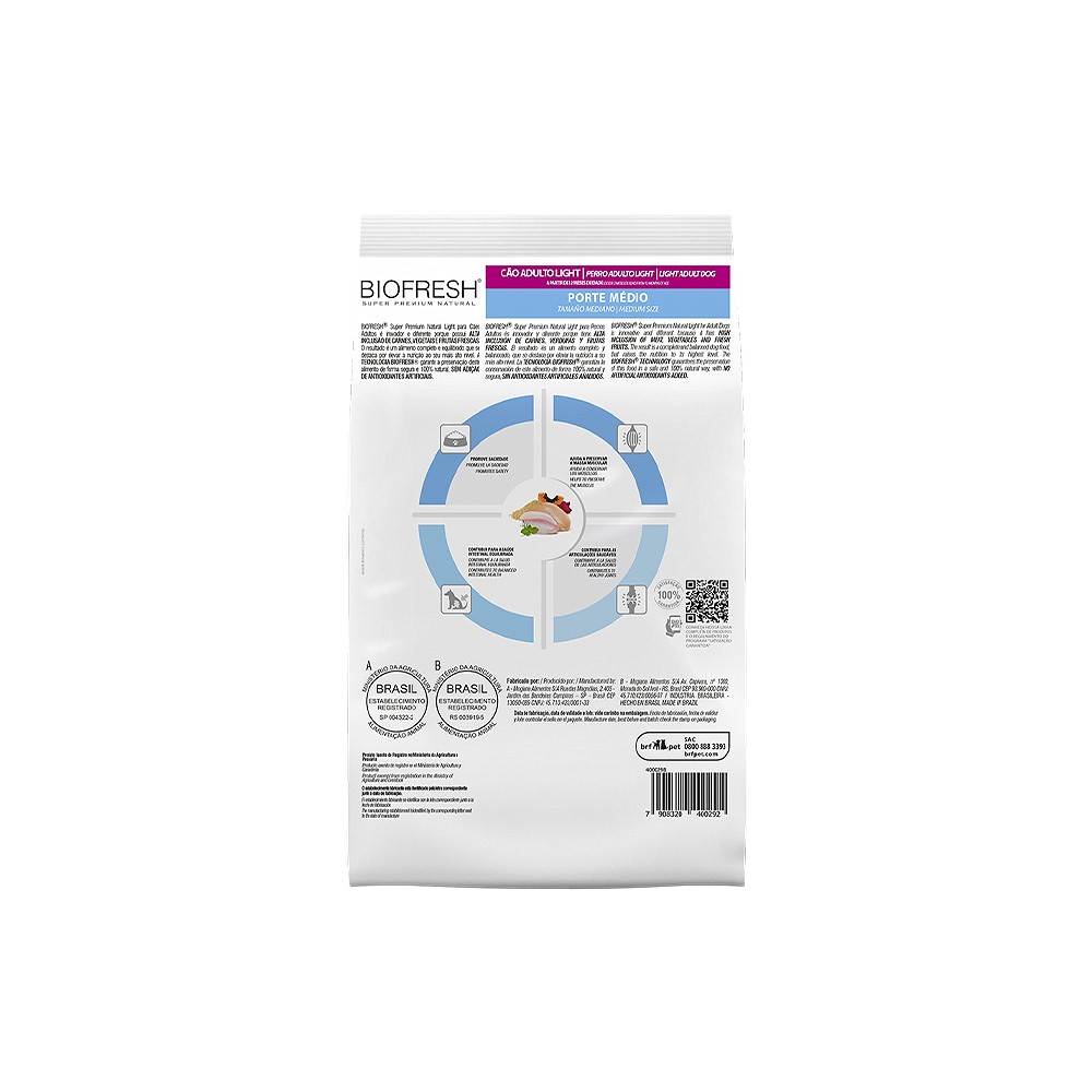 Ração Biofresh Light para Cães Adultos de Porte Médio