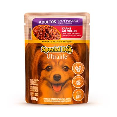 Ração Úmida Special Dog Ultralife para Cães Adultos de Porte Pequeno Sabor Carne ao Molho