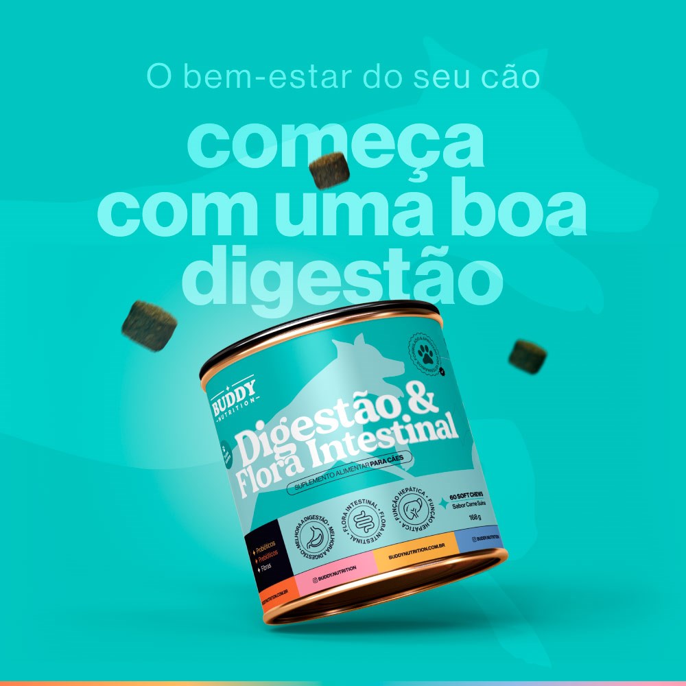 Suplemento Alimentar Buddy Nutrition Digestão & Flora Intestinal Sabor Carne Suína para Cães