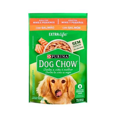 Ração Dog Chow Sachê para Cães Adultos de Raças Mini e Pequenas Sabor Salmão e Arroz 100g