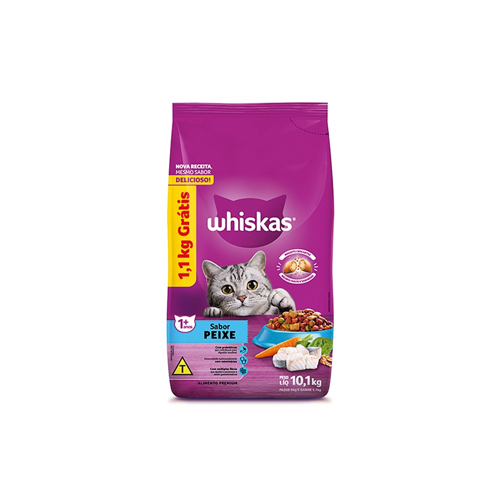 Ração Whiskas para Gatos Adultos sabor Peixe