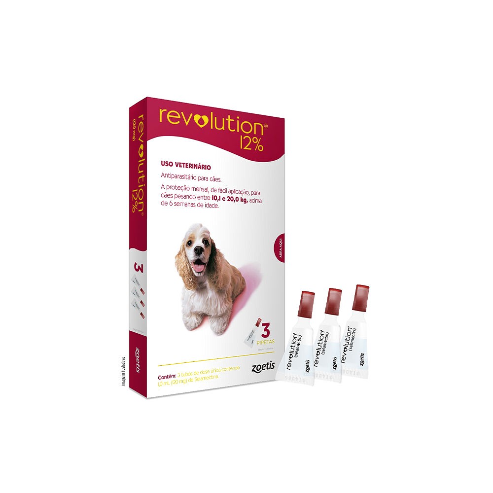 Antipulgas Revolution Zoetis 12% 1,0 ml para Cães de 10kg a 20kg