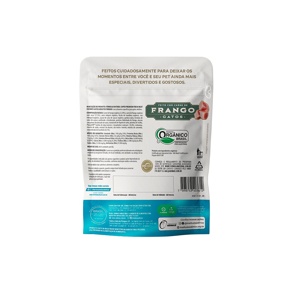 Biscoitos Fórmula Natural Cookies para Gatos Adultos sabor Frango