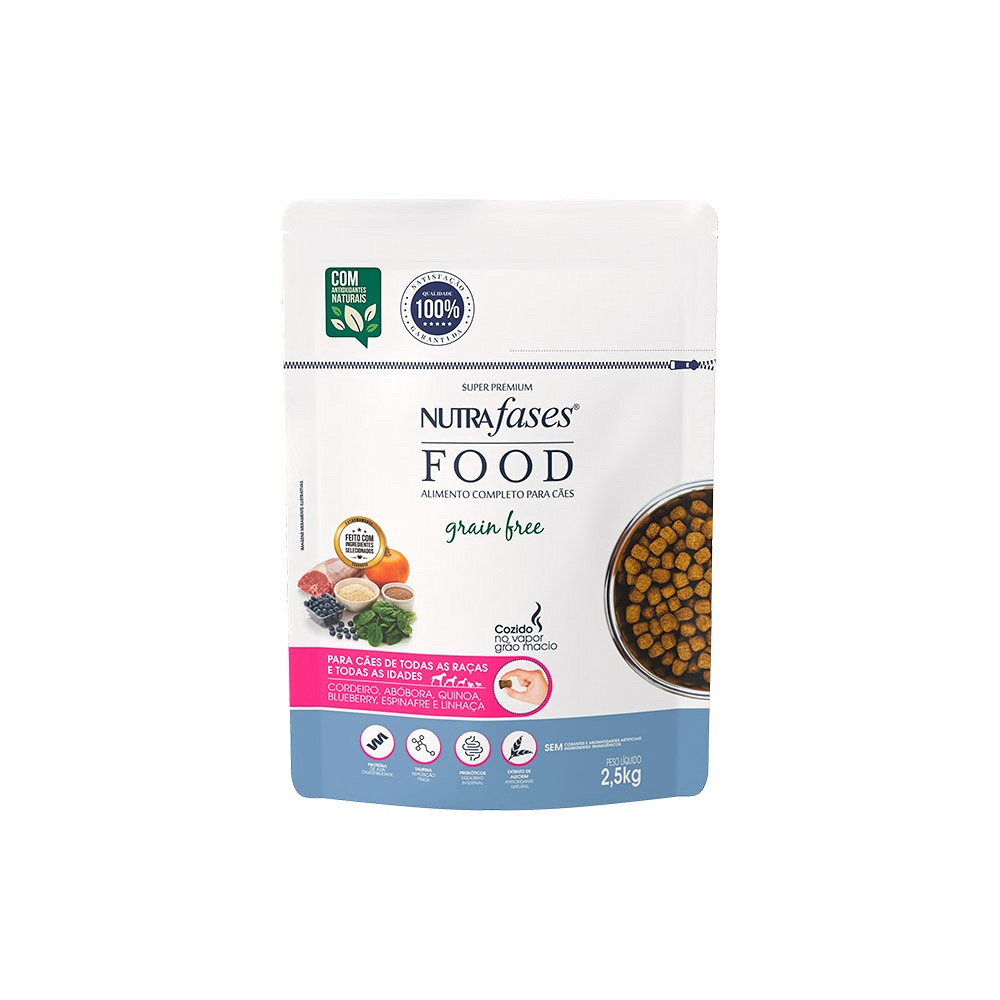 Ração Nutrafases sabor Cordeiro, Abóbora e Quinoa para Cães