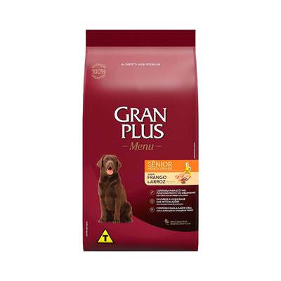 Ração Granplus Menu para Cães Sênior de Raças Médias e Grandes sabor Frango e Arroz 15kg