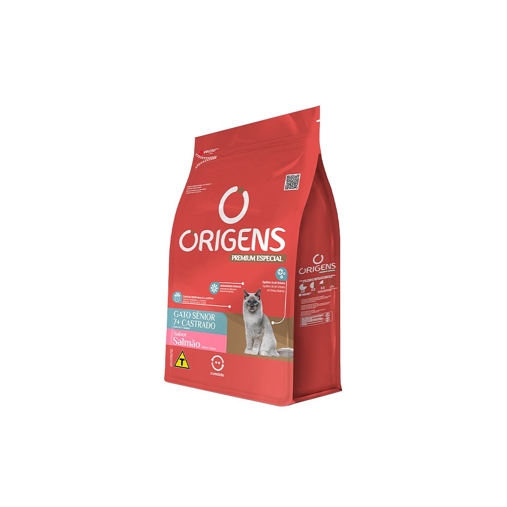 Ração Origens para Gato Sênior Castrado sabor Salmão