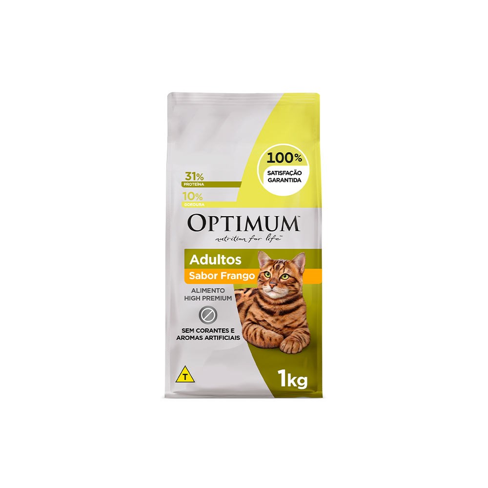 Ração Optimum para Gatos Adultos 1+ anos sabor Frango