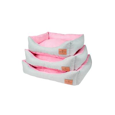 Cama Bonito pra Cachorro Linho Poá Rosa para Cães e Gatos M