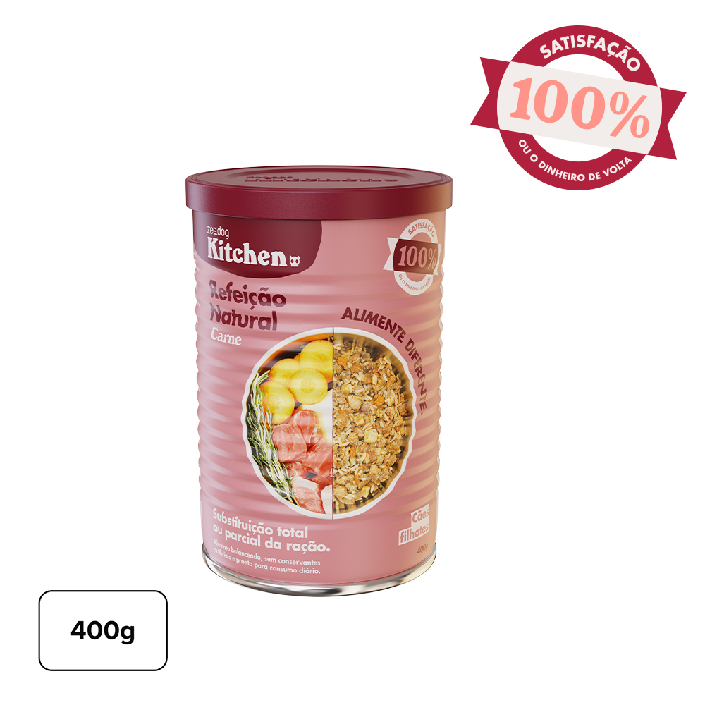 Lata Zee.Dog Kitchen para Cães Filhotes sabor Carne - Refeição Natural