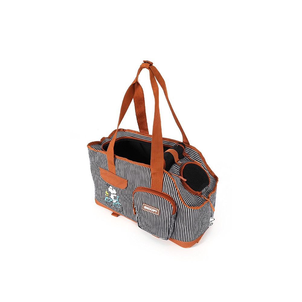 Bolsa de Transporte Up4You Snoopy Listrada Marrom para Cães e Gatos