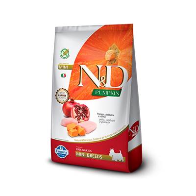 Ração N&D Pumpkin para Cães Adultos de Pequeno Porte sabor Frango, Abóbora & Romã 2,5kg