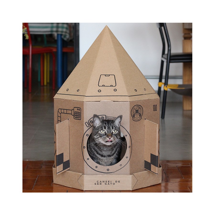 Arranhador Nave Espacial de Papelão Cansei de Ser Gato