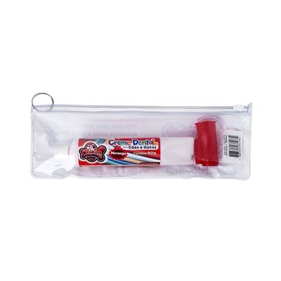 Conjunto de Higiene Dental Cat Dog para Cães e Gatos sabor Morango com Dedeira - Cores Sortidas U