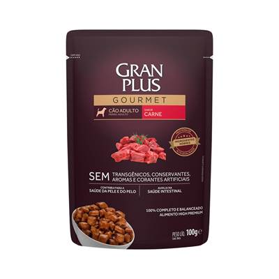 Ração GranPlus Sachê Gourmet para Cães Adultos sabor Carne 100g