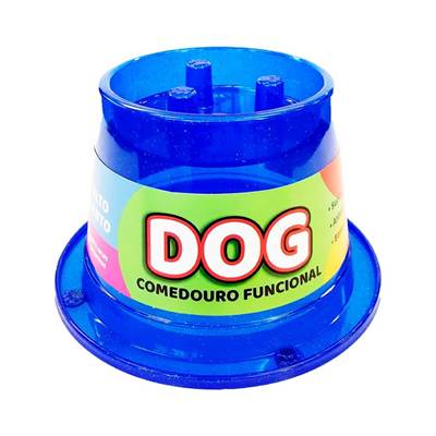 Comedouro Pet Toys Lento Antiformiga Azul com Glitter para Cães 250ml
