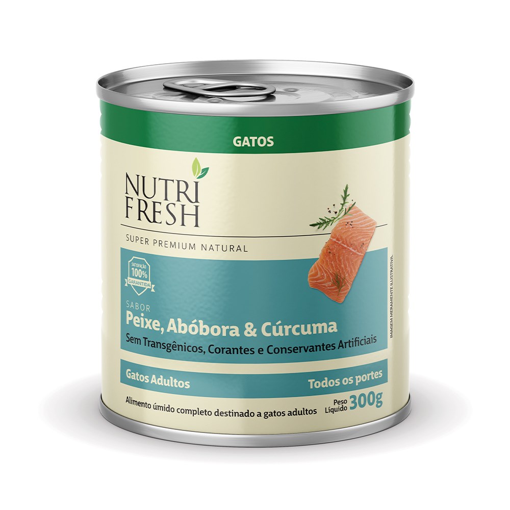 Ração Úmida Lata Nutrifresh para Gatos sabor Peixe, Abóbora e Cúrcuma