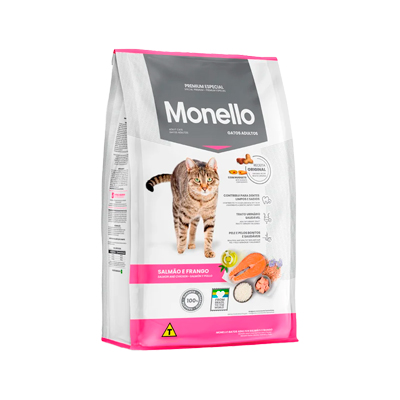 Ração Monello para Gatos Adultos sabor Salmão e Frango 1kg