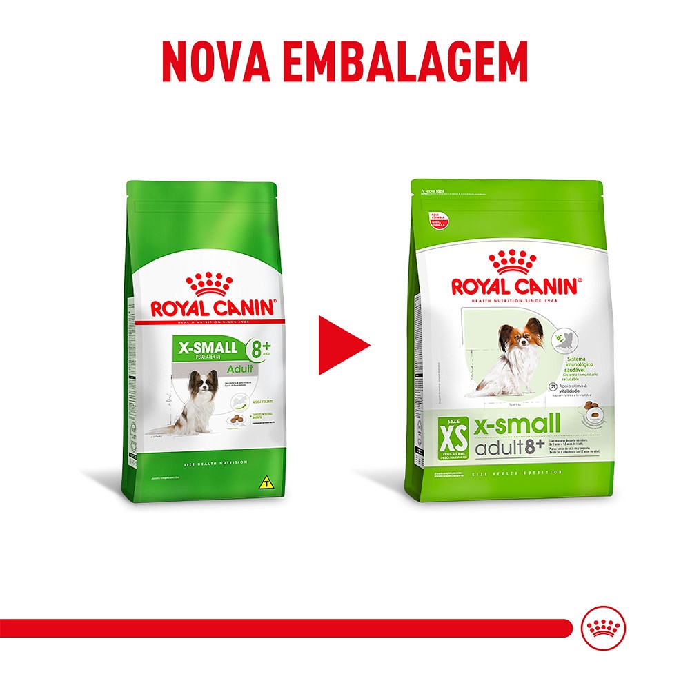 Ração Royal Canin X-Small Adult +8 para Cães Adultos acima de 8 Anos de Porte Miniatura