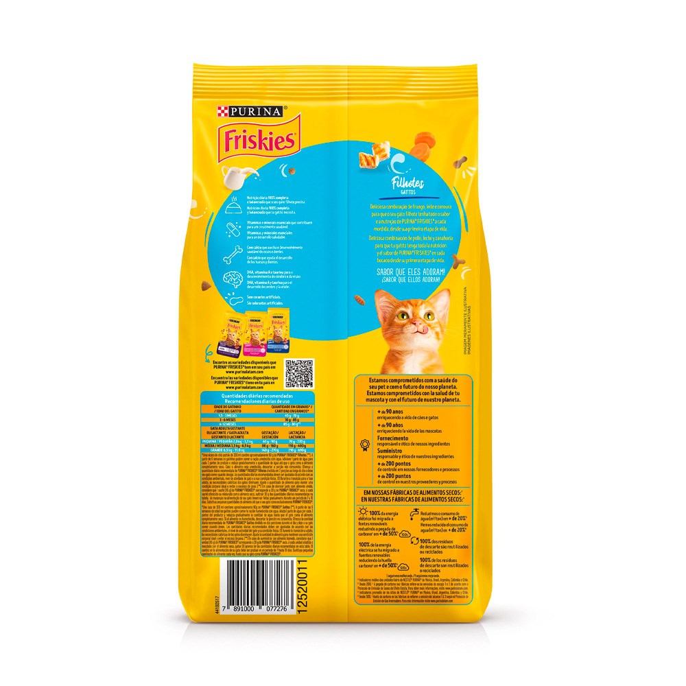 Ração Friskies para Gatos Filhotes Sabor Frango, Leite e Cenoura