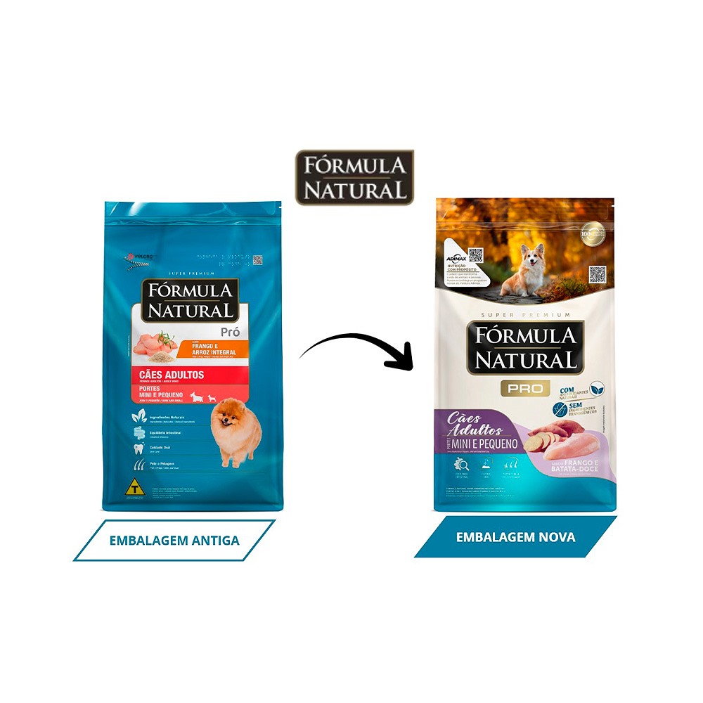 Fórmula Natural Super Premium Pro Cães Adultos Portes Mini e Pequeno sabor Frango e Batata-Doce