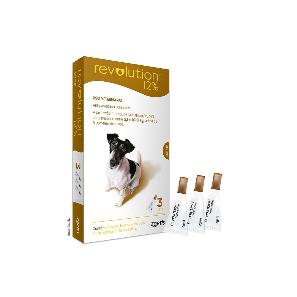Revolution Zoetis 12% 0,50 ml para Cães de 5kg a 10kg