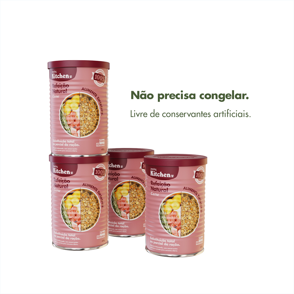 Lata Zee.Dog Kitchen para Cães Filhotes sabor Carne - Refeição Natural