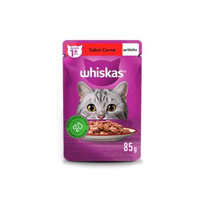 Ração Whiskas Sachê para Gatos Adultos sabor Carne 85g