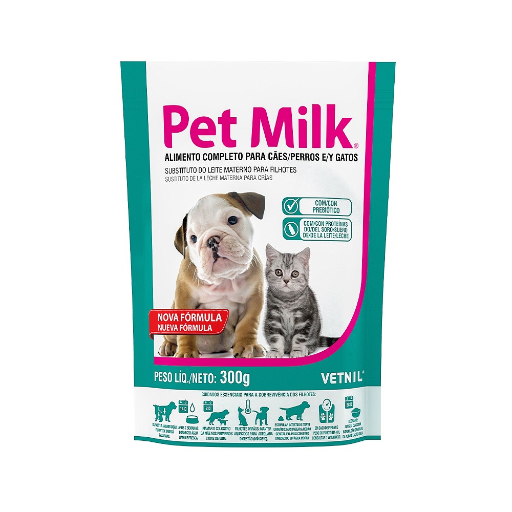 Suplemento Pet Milk - Substituto do Leite Materno para Cães e Gatos Filhotes