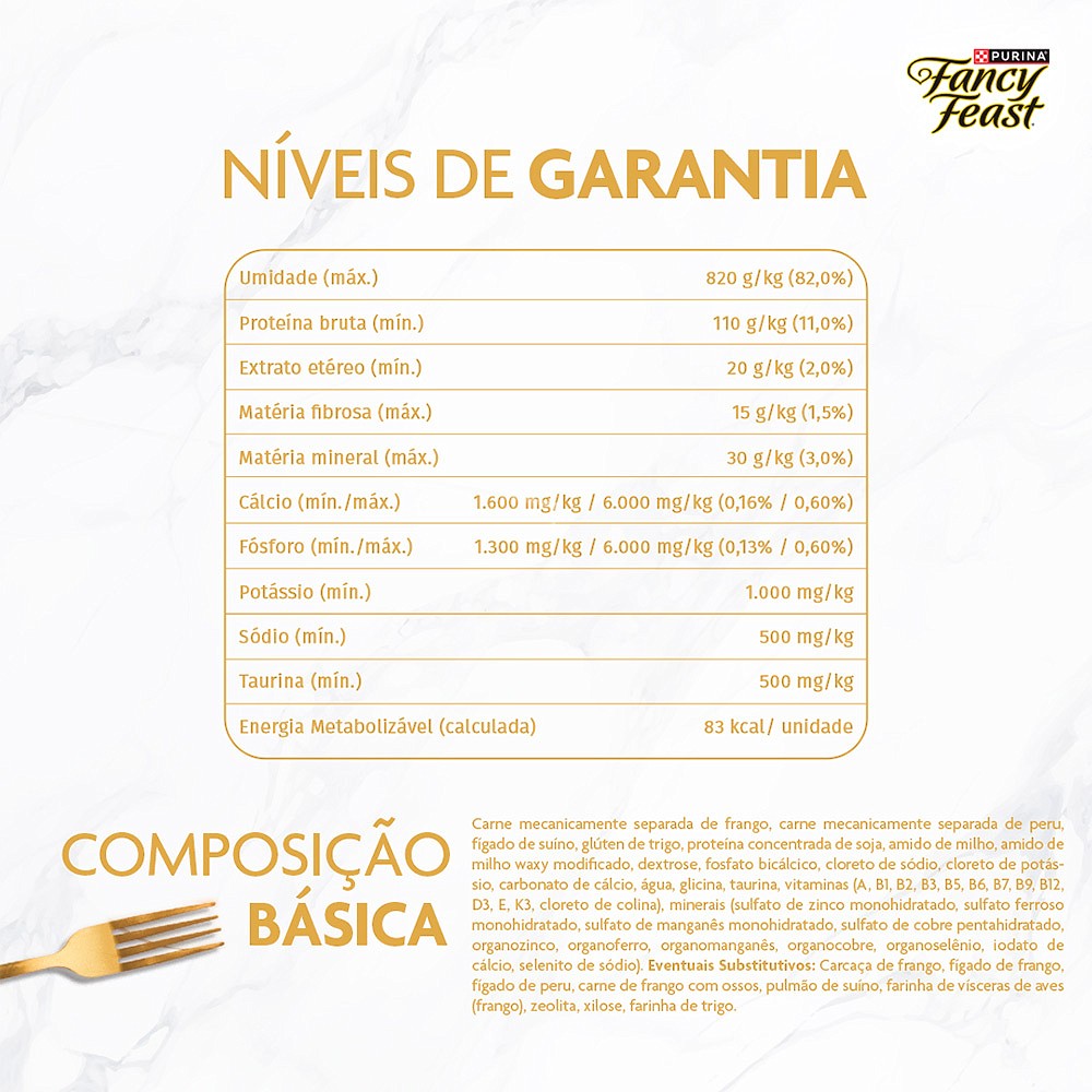 Ração Fancy Feast Sachê para Gatos Adultos sabor Casserole Frango & Peru