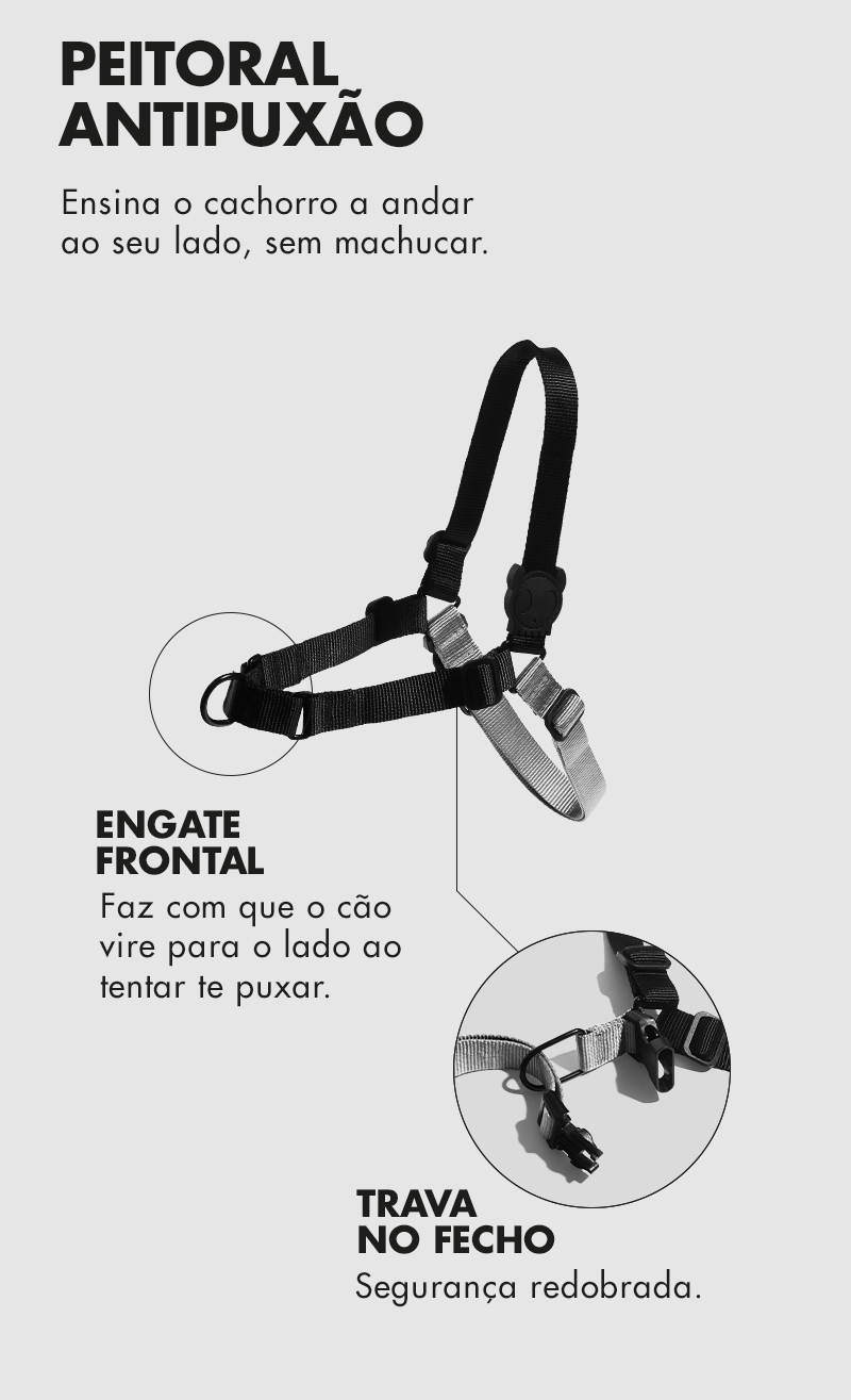 Peitoral para Cachorros Antipuxão Gotham