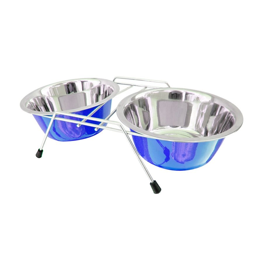 Comedouro Duplo American Pets para Cães com Base - Cores Sortidas