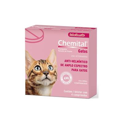 Vermífugo Chemital para Gatos 4 comprimidos