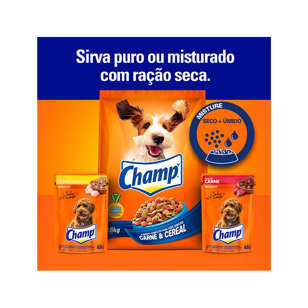 Ração Úmida Champ para Cães Adultos Sabor Caseiro Carne